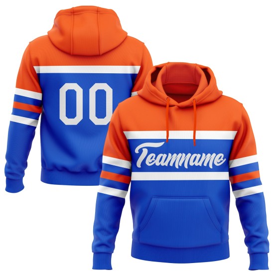 Custom Stitched Thunder Blue White-Orange Line Sports Pullover Sweatshirt Hoodie Custom Stitched Thunder Blue White-Orange Line Sports Pullover Sweatshirt Hoodie