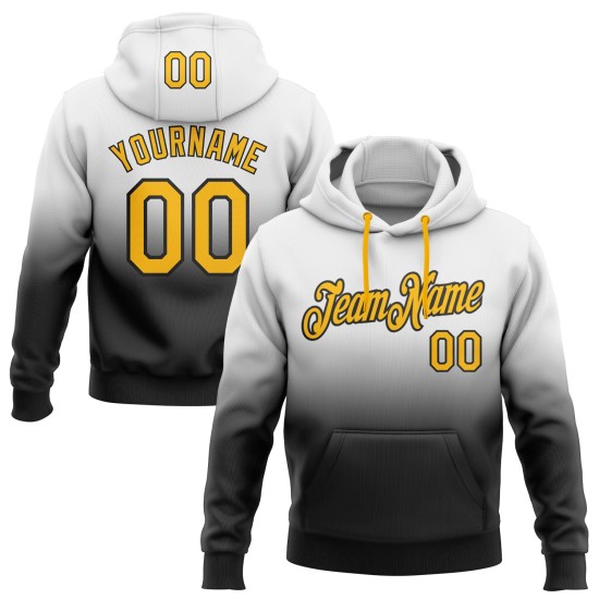 Custom Stitched White Gold-Black Fade Fashion Sports Pullover Sweatshirt Hoodie Custom Stitched White Gold-Black Fade Fashion Sports Pullover Sweatshirt Hoodie