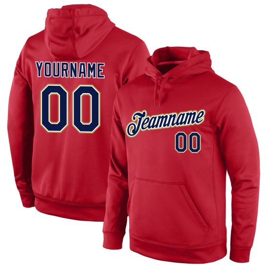 Custom Stitched Red Navy-Old Gold Sports Pullover Sweatshirt Hoodie Custom Stitched Red Navy-Old Gold Sports Pullover Sweatshirt Hoodie