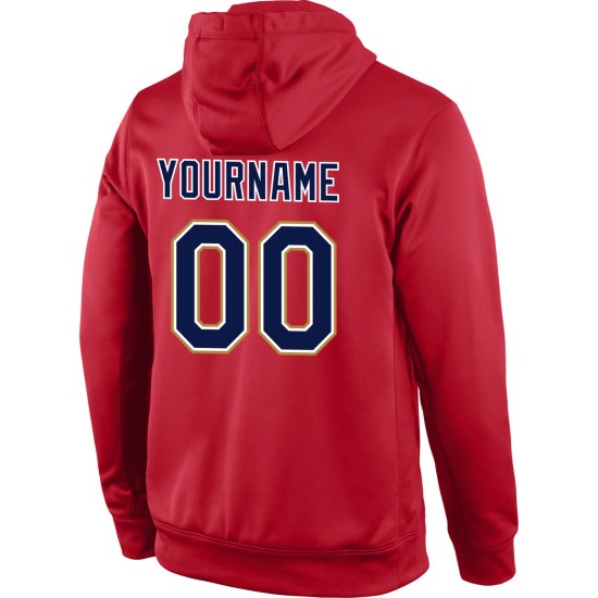 Custom Stitched Red Navy-Old Gold Sports Pullover Sweatshirt Hoodie Custom Stitched Red Navy-Old Gold Sports Pullover Sweatshirt Hoodie
