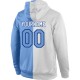 Custom Stitched White Light Blue-Royal Split Fashion Sports Pullover Sweatshirt Hoodie Custom Stitched White Light Blue-Royal Split Fashion Sports Pullover Sweatshirt Hoodie
