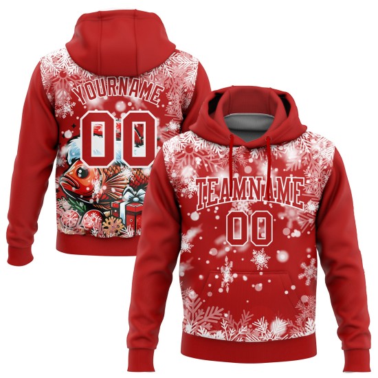 Custom Stitched Red White 3D Christmas Carp Fish Fishing Sports Pullover Sweatshirt Hoodie Custom Stitched Red White 3D Christmas Carp Fish Fishing Sports Pullover Sweatshirt Hoodie