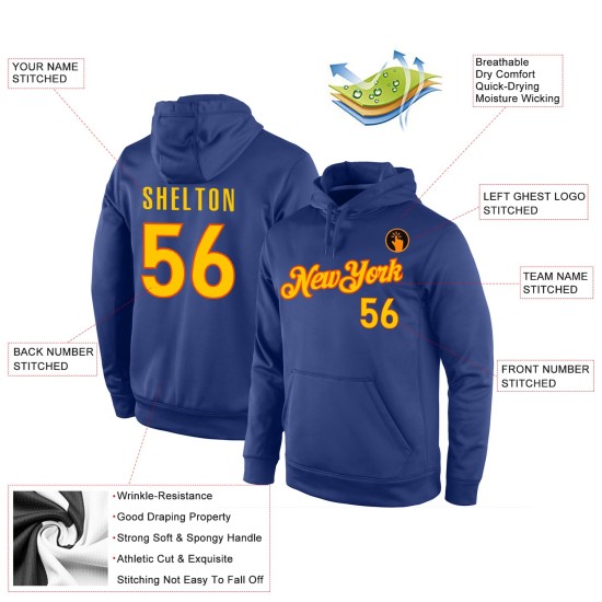 Custom Stitched Royal Gold-Orange Sports Pullover Sweatshirt Hoodie Custom Stitched Royal Gold-Orange Sports Pullover Sweatshirt Hoodie