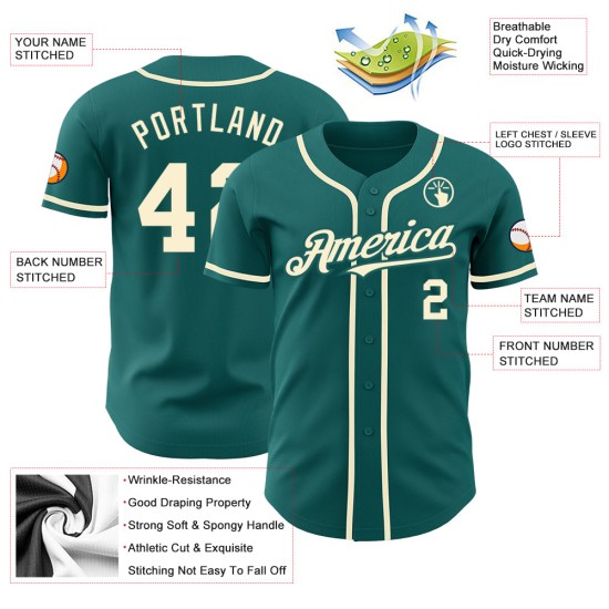 Custom Teal Cream Authentic rugby Jersey Custom Teal Cream Authentic rugby Jersey