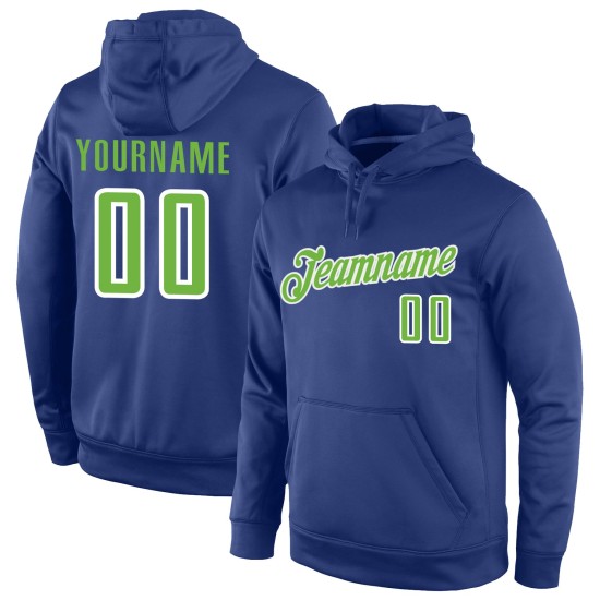 Custom Stitched Royal Neon Green-White Sports Pullover Sweatshirt Hoodie Custom Stitched Royal Neon Green-White Sports Pullover Sweatshirt Hoodie