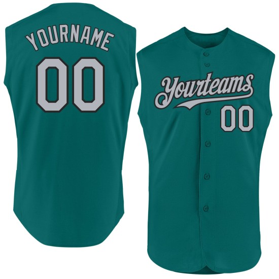 Custom Teal Gray-Black Authentic Sleeveless rugby Jersey Custom Teal Gray-Black Authentic Sleeveless rugby Jersey