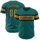 Custom Teal Old Gold-Black Authentic rugby Jersey Custom Teal Old Gold-Black Authentic rugby Jersey