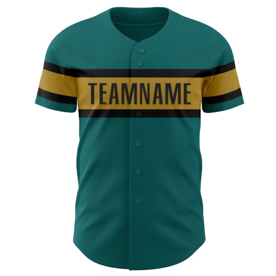 Custom Teal Old Gold-Black Authentic rugby Jersey Custom Teal Old Gold-Black Authentic rugby Jersey