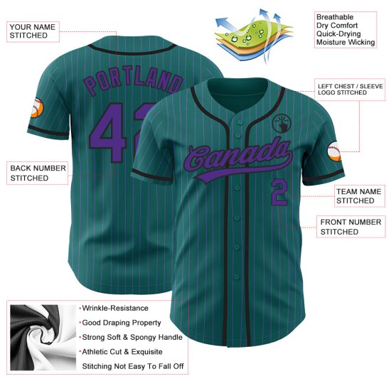 Custom Teal Purple Pinstripe Black Authentic rugby Jersey Custom Teal Purple Pinstripe Black Authentic rugby Jersey