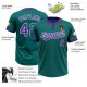 Custom Teal Purple-White Two-Button Unisex Jersey Custom Teal Purple-White Two-Button Unisex Jersey