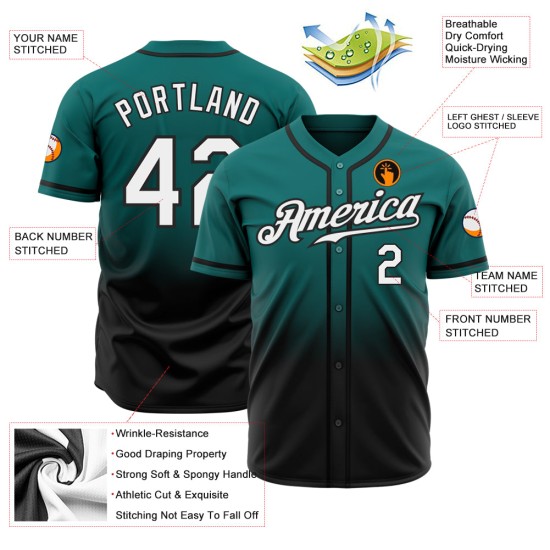 Custom Teal White-Black Authentic Fade Fashion rugby Jersey Custom Teal White-Black Authentic Fade Fashion rugby Jersey