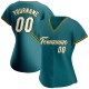 Custom Teal White-Gold Authentic rugby Jersey Custom Teal White-Gold Authentic rugby Jersey