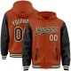 Custom Texas Orange Black-Cream Bomber Full-Snap Varsity Letterman Two Tone Hoodie Jacket Custom Texas Orange Black-Cream Bomber Full-Snap Varsity Letterman Two Tone Hoodie Jacket