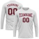 Custom White Crimson-Gray Long Sleeve Performance T-Shirt Custom White Crimson-Gray Long Sleeve Performance T-Shirt