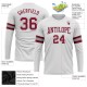 Custom White Crimson-Gray Long Sleeve Performance T-Shirt Custom White Crimson-Gray Long Sleeve Performance T-Shirt