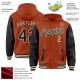 Custom Texas Orange Black-Cream Bomber Full-Snap Varsity Letterman Two Tone Hoodie Jacket Custom Texas Orange Black-Cream Bomber Full-Snap Varsity Letterman Two Tone Hoodie Jacket
