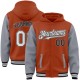 Custom Texas Orange Black-Gray Bomber Full-Snap Varsity Letterman Two Tone Hoodie Jacket Custom Texas Orange Black-Gray Bomber Full-Snap Varsity Letterman Two Tone Hoodie Jacket