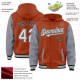 Custom Texas Orange Black-Gray Bomber Full-Snap Varsity Letterman Two Tone Hoodie Jacket Custom Texas Orange Black-Gray Bomber Full-Snap Varsity Letterman Two Tone Hoodie Jacket