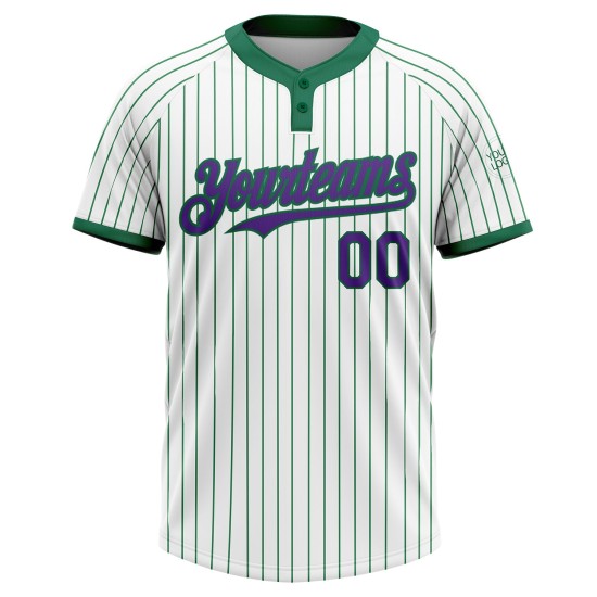 Custom White Kelly Green Pinstripe Purple Two-Button Unisex Jersey Custom White Kelly Green Pinstripe Purple Two-Button Unisex Jersey