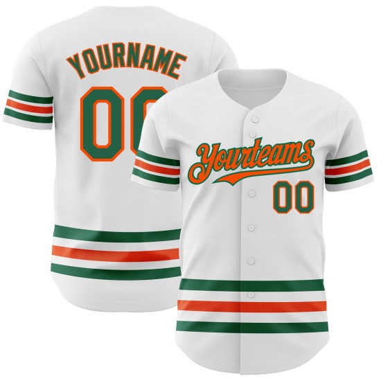 Custom White Kelly Green-Orange Line Authentic rugby Jersey Custom White Kelly Green-Orange Line Authentic rugby Jersey