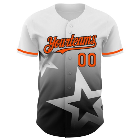 Custom White Orange-Black 3D Pattern Design Gradient Style Twinkle Star Authentic rugby Jersey Custom White Orange-Black 3D Pattern Design Gradient Style Twinkle Star Authentic rugby Jersey