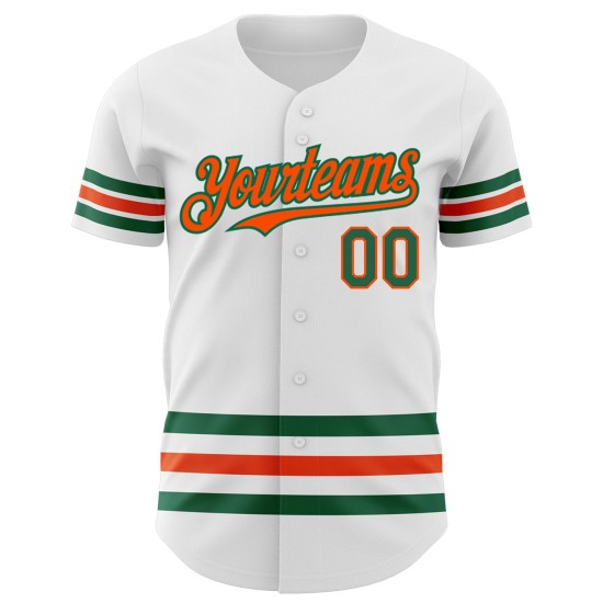 Custom White Kelly Green-Orange Line Authentic rugby Jersey Custom White Kelly Green-Orange Line Authentic rugby Jersey