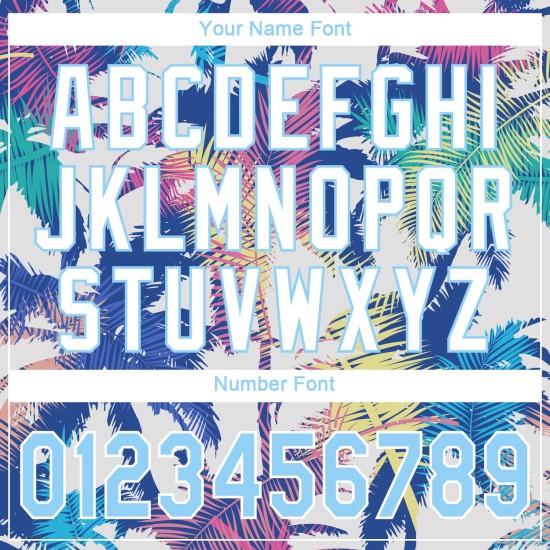 Custom White Light Blue 3D Pattern Design Hawaii Palm Trees Authentic rugby Jersey Custom White Light Blue 3D Pattern Design Hawaii Palm Trees Authentic rugby Jersey