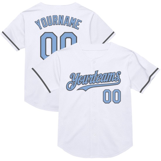 Custom White Light Blue-Steel Gray Mesh Authentic Throwback rugby Jersey Custom White Light Blue-Steel Gray Mesh Authentic Throwback rugby Jersey