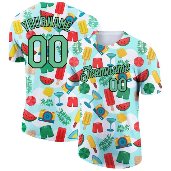 Custom White Pea Green-Black 3D Pattern Design Summer Holiday Fruit Performance T-Shirt Custom White Pea Green-Black 3D Pattern Design Summer Holiday Fruit Performance T-Shirt