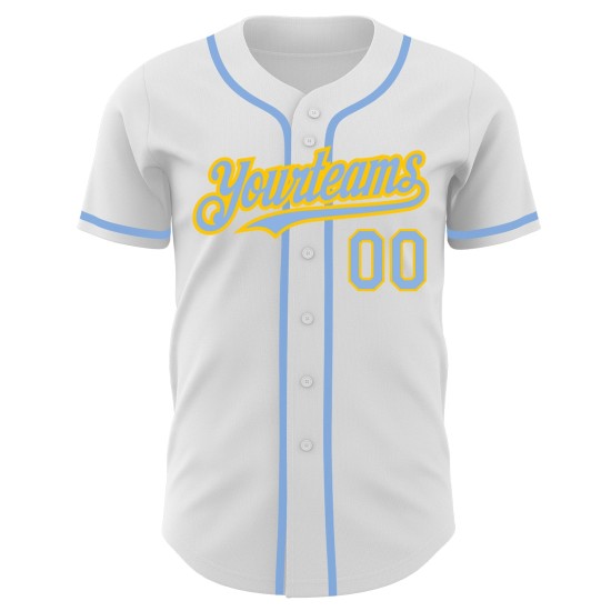 Custom White Light Blue-Yellow Authentic rugby Jersey Custom White Light Blue-Yellow Authentic rugby Jersey