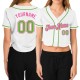 Custom Women’s White Neon Green-Pink V-Neck Cropped rugby Jersey Custom Women’s White Neon Green-Pink V-Neck Cropped rugby Jersey