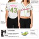 Custom Women’s White Neon Green-Pink V-Neck Cropped rugby Jersey Custom Women’s White Neon Green-Pink V-Neck Cropped rugby Jersey