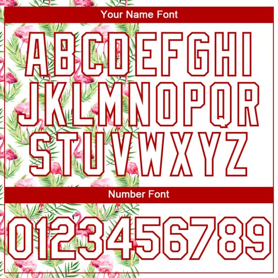 Custom White Red 3D Pattern Design Tropical Hawaii Palm Leaves And Flamingo Authentic rugby Jersey Custom White Red 3D Pattern Design Tropical Hawaii Palm Leaves And Flamingo Authentic rugby Jersey