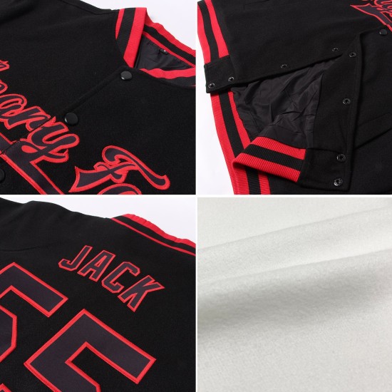 Custom White Sky Blue Black-Pink Bomber Full-Snap Varsity Letterman Two Tone Jacket Custom White Sky Blue Black-Pink Bomber Full-Snap Varsity Letterman Two Tone Jacket