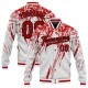 Custom White Red-Black 3D Pattern Design Bomber Full-Snap Varsity Letterman Jacket Custom White Red-Black 3D Pattern Design Bomber Full-Snap Varsity Letterman Jacket