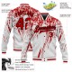 Custom White Red-Black 3D Pattern Design Bomber Full-Snap Varsity Letterman Jacket Custom White Red-Black 3D Pattern Design Bomber Full-Snap Varsity Letterman Jacket
