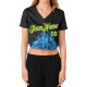 Custom Women’s Black Gold-Aqua Flame 3D V-Neck Cropped rugby Jersey Custom Women’s Black Gold-Aqua Flame 3D V-Neck Cropped rugby Jersey