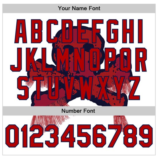 Custom White Red-Navy Skull Fashion 3D Bomber Full-Snap Varsity Letterman Jacket Custom White Red-Navy Skull Fashion 3D Bomber Full-Snap Varsity Letterman Jacket