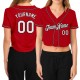 Custom Women’s Red White-Black V-Neck Cropped rugby Jersey Custom Women’s Red White-Black V-Neck Cropped rugby Jersey