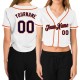 Custom Women’s White Navy-Orange V-Neck Cropped rugby Jersey Custom Women’s White Navy-Orange V-Neck Cropped rugby Jersey